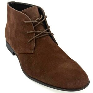 ASOS Men’s Chukka Ankle Boots US 13 Wide Fit Brown Faux Suede Plain Toe